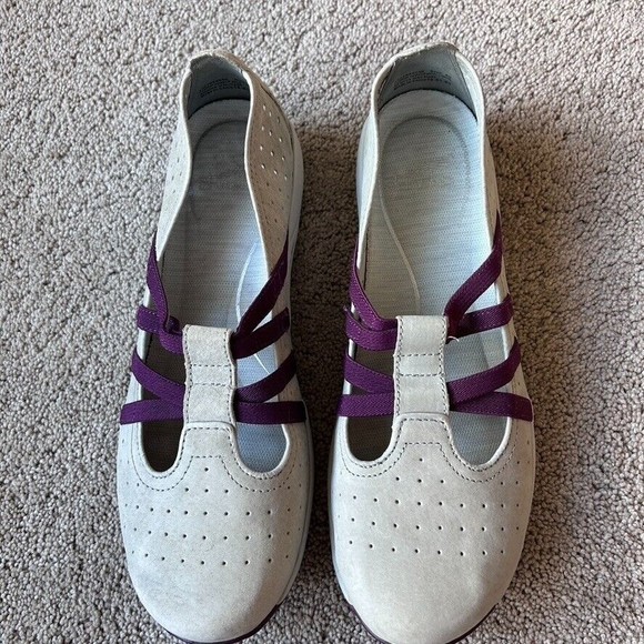 DANSKO Slip On Sz 40 / 9 9.5 Hope Grey Nubuck Leather Purple Strap Mary Jane - Picture 6 of 7